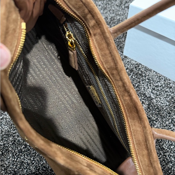 Prada Bonnie Medium Cinnamon Suede Handbag - Picture 9 of 14